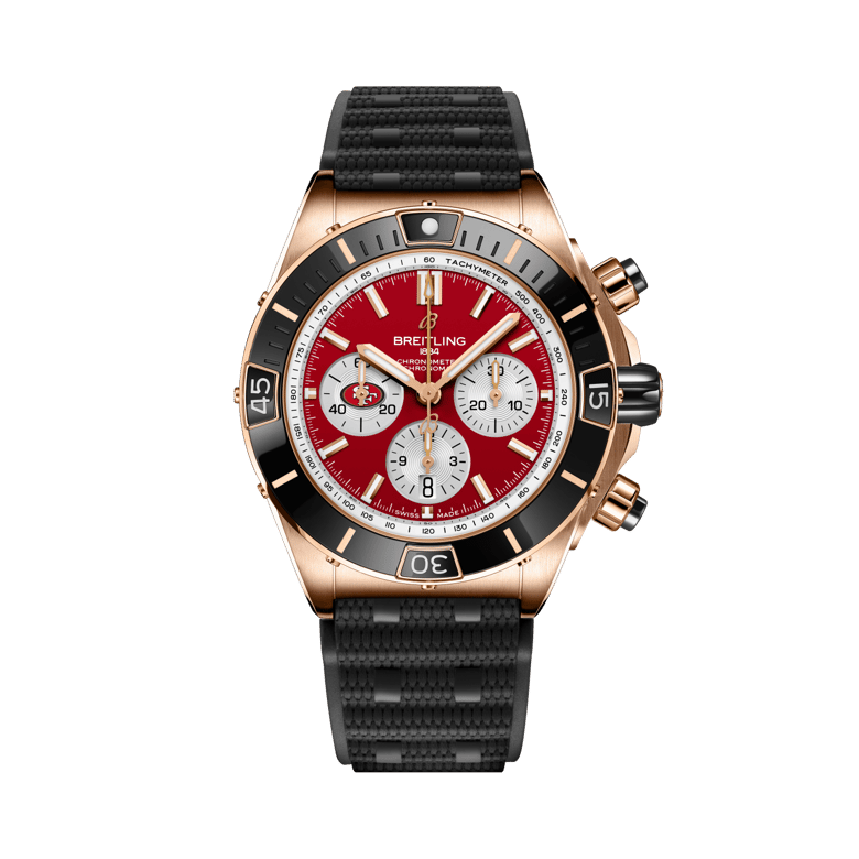 Super Chronomat B01 Chronograph 44 NFL San Francisco 49ers, référence RB01366A1K1S1. Lien vers les détails du produit.