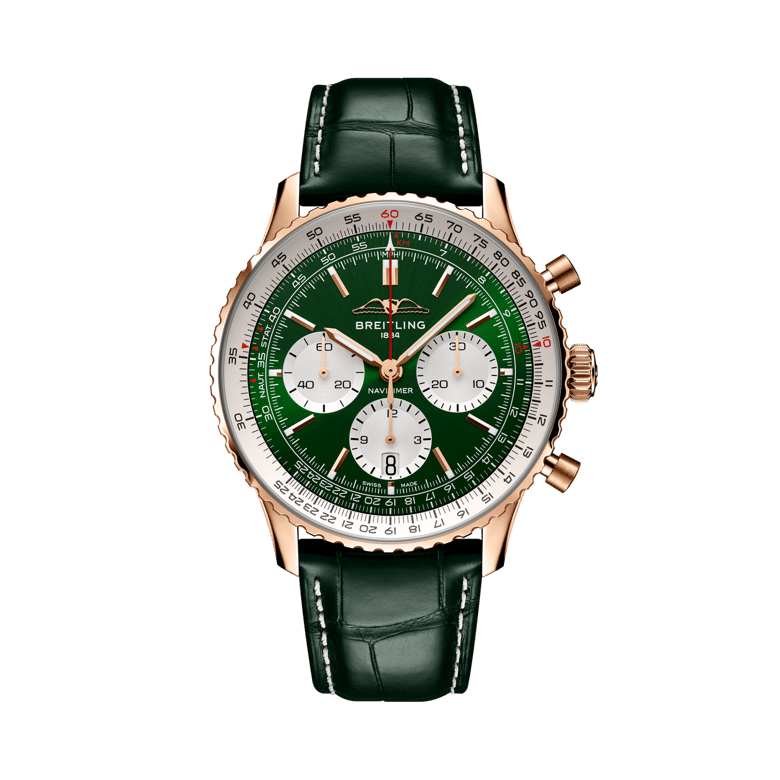 Navitimer B01 Chronograph 43, reference RB01384A1L1P1. Link to product details.