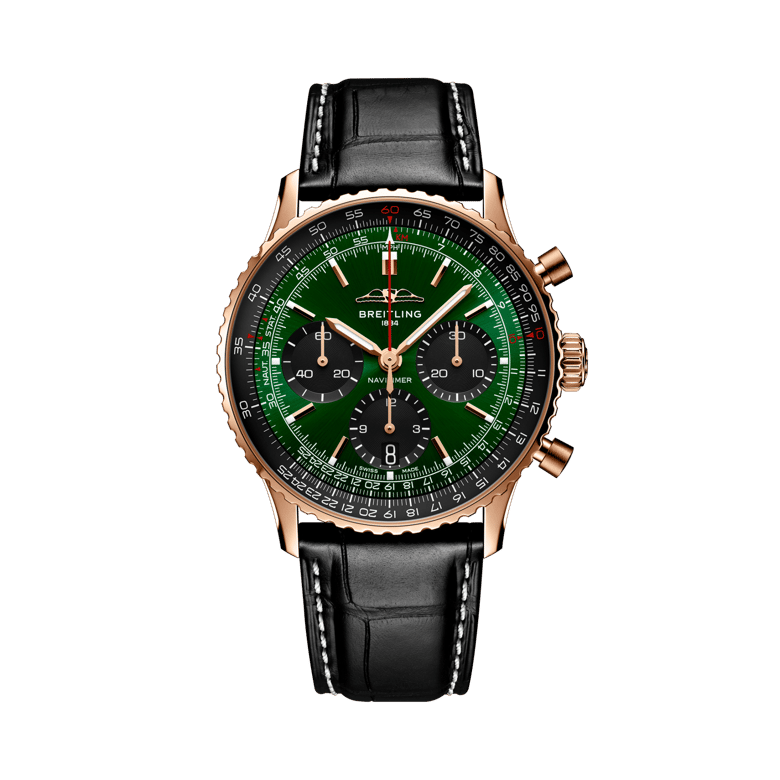 ナビタイマー B01 クロノグラフ 41ウイングリミテッド、リファレンス RB01394A1L1P1。 商品詳細ページへのリンク。