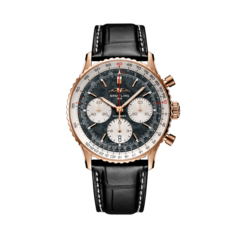 ナビタイマー B01 クロノグラフ 41 ジャパン リミテッド、リファレンス RB01395A1B1P1。 商品詳細ページへのリンク。