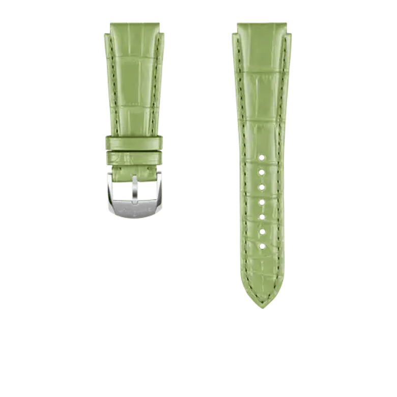 Green alligator leather strap, reference 1074P. Link to product details.