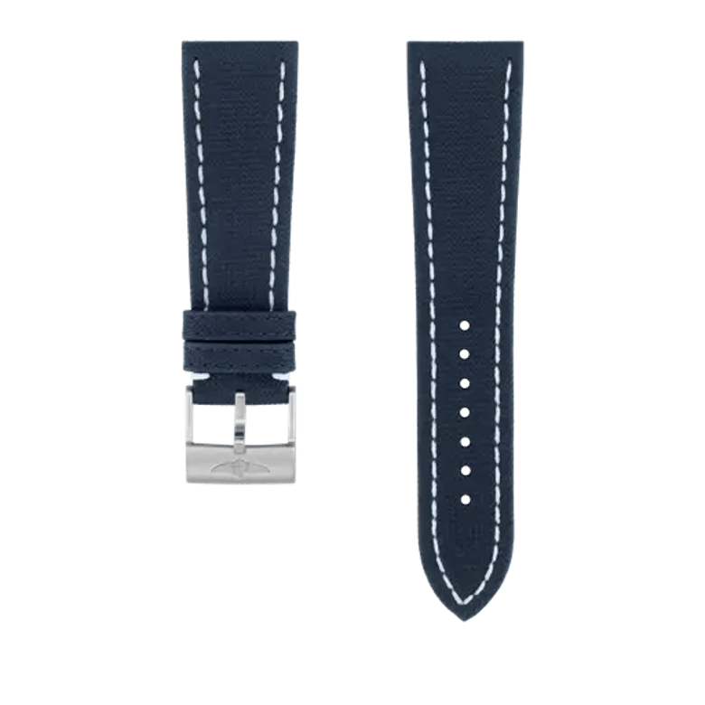 Bracelet en cuir de veau militaire bleu, référence 637X. Lien vers les détails du produit.
