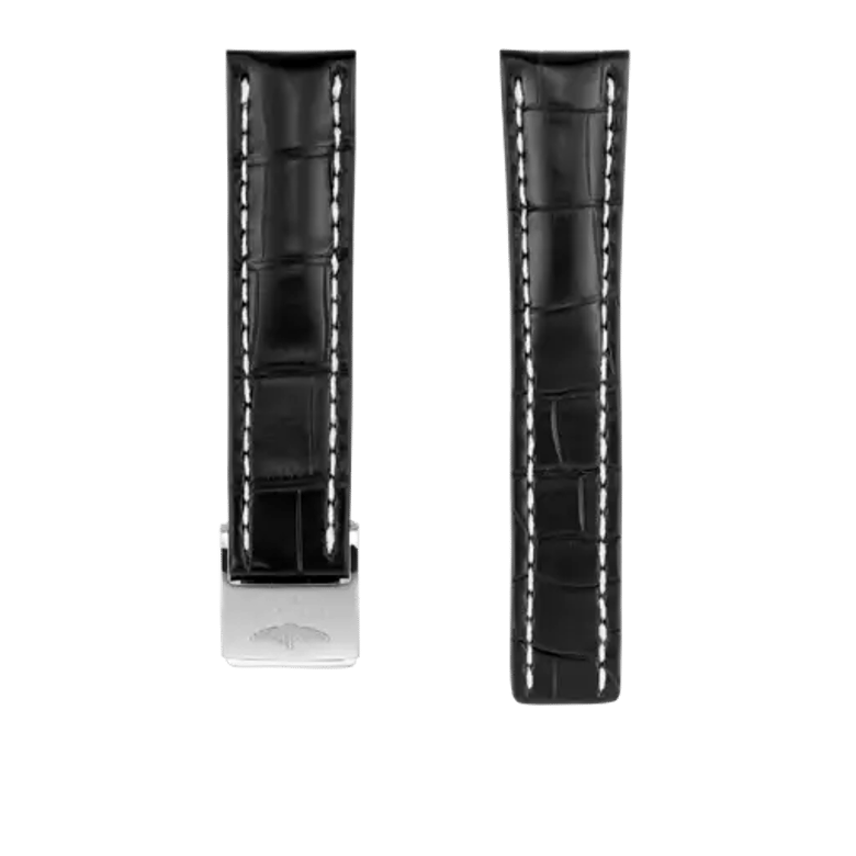 Black alligator leather strap, reference 744P. Link to product details.