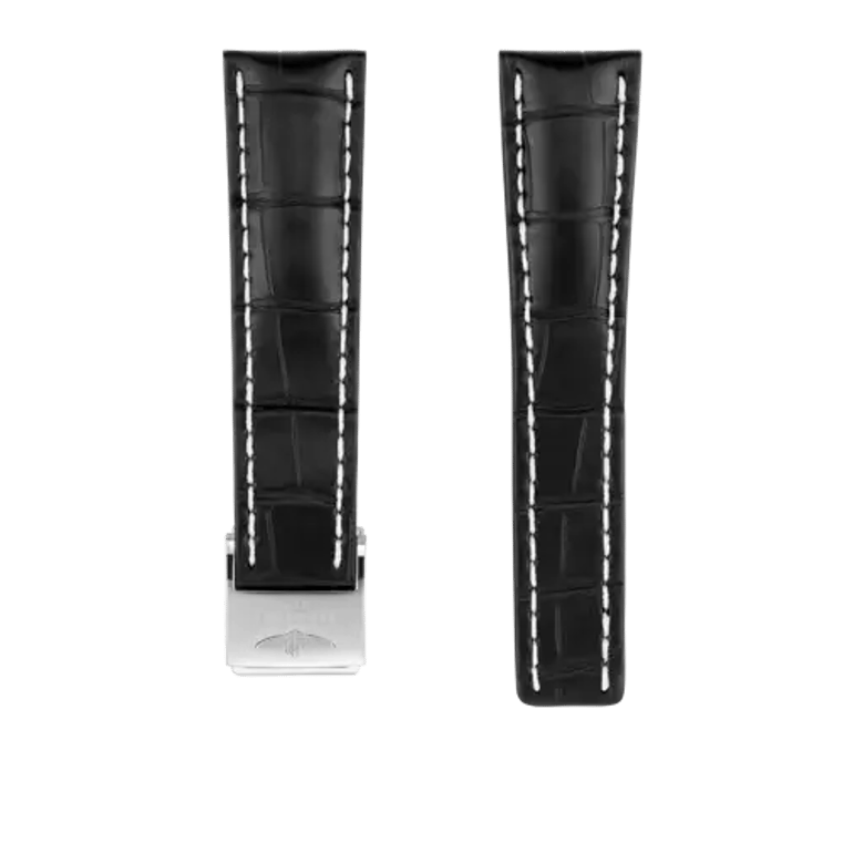 Black alligator leather strap, reference 761P. Link to product details.