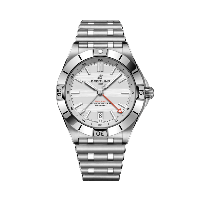Chronomat Automatic GMT 40 Six Nations England, reference A323985B1A1A1. Link to product details.