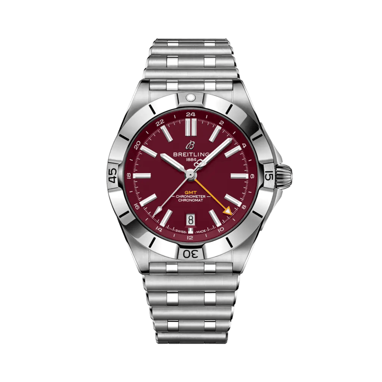 Chronomat Automatic GMT 40 NFL Washington Commanders Edition, referência A32398D81K1A1. Link para detalhes do produto.