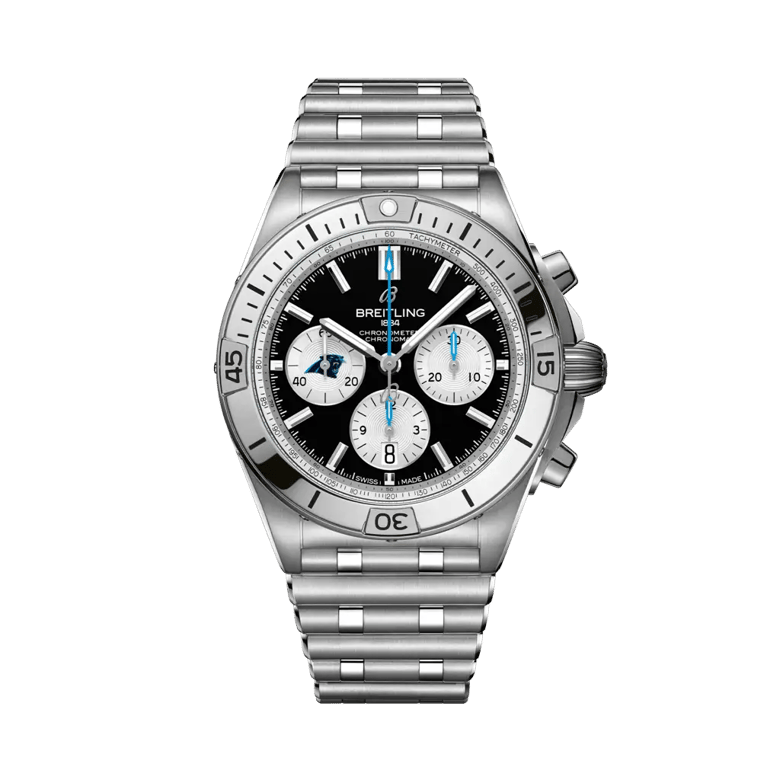 Chronomat B01 42 NFL Carolina Panthers Edition, reference AB01342B1B5A1. Link to product details.