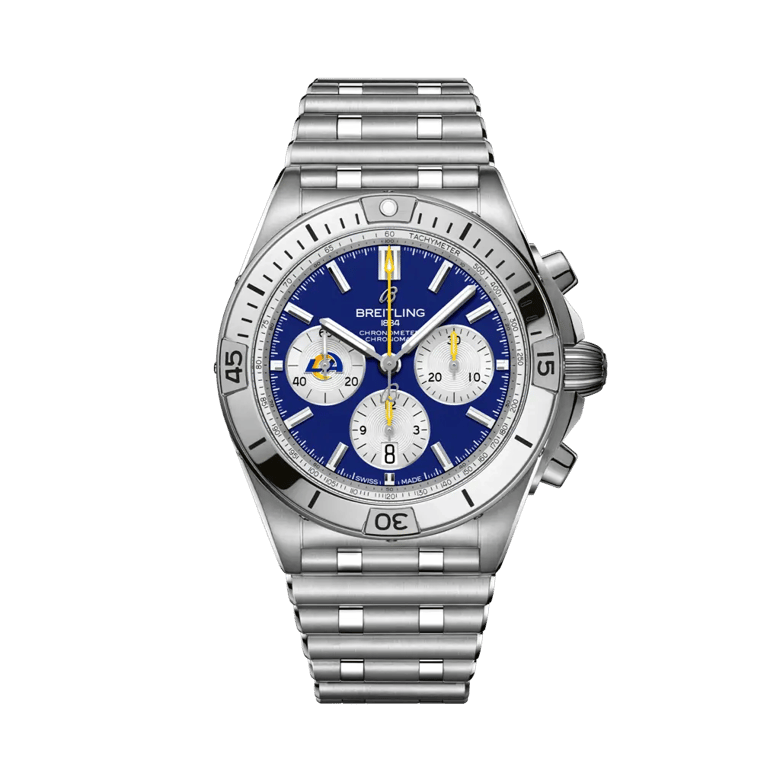 Chronomat B01 42 NFL Los Angeles Rams Edition, reference AB01342B1C9A1. Link to product details.