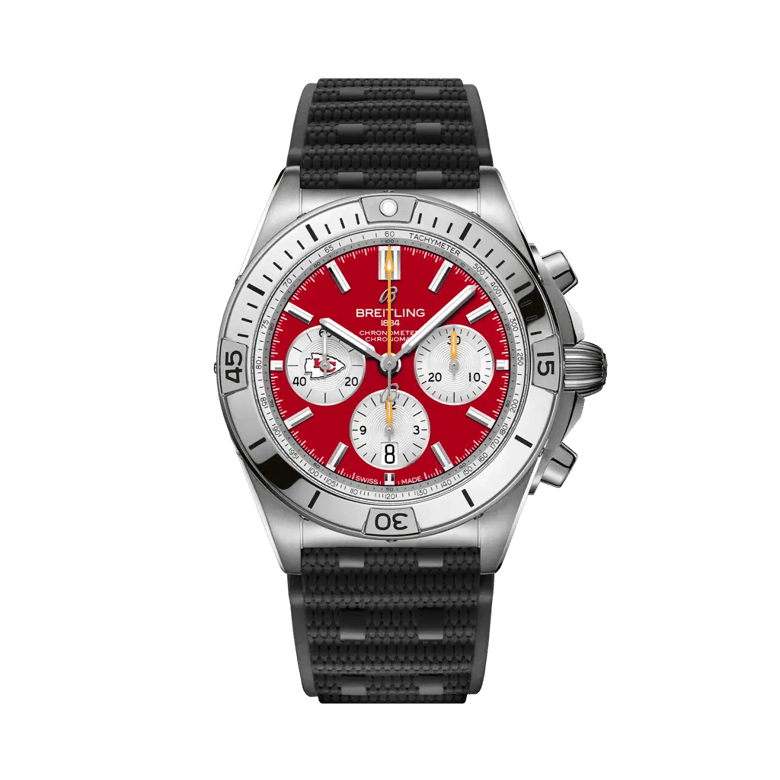 Chronomat B01 42 NFL Kansas City Chiefs Edition, reference AB01342B1K5S1. Link to product details.