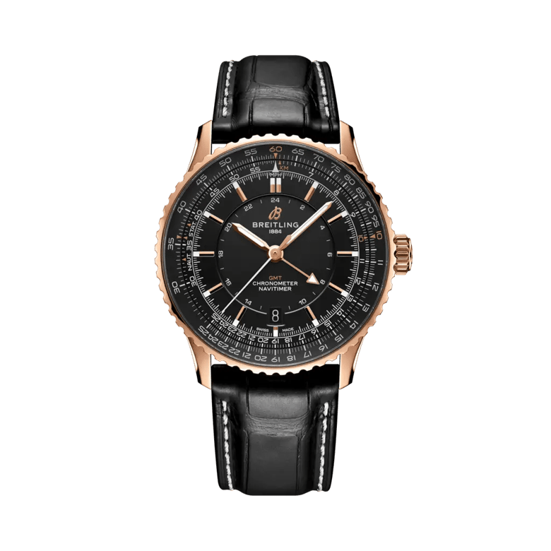 ナビタイマー オートマチック GMT 41 ジャパン リミテッド、リファレンス R323101A1B1P1。 商品詳細ページへのリンク。