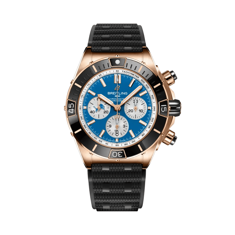 Super Chronomat B01 Chronograph 44 NFL Detroit Lions Edition, reference RB01366A1C2S1. Link to product details.