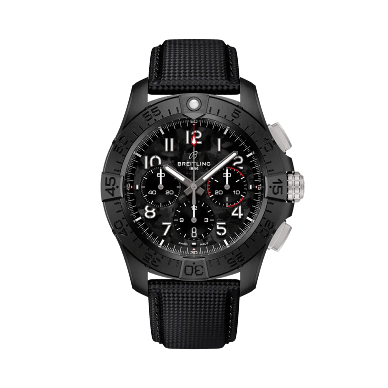 Avenger B01 Chronograph 44 Night Mission復仇者夜間任務計時腕錶，貨號 SB0147101B1X1。 連結到產品詳細頁。