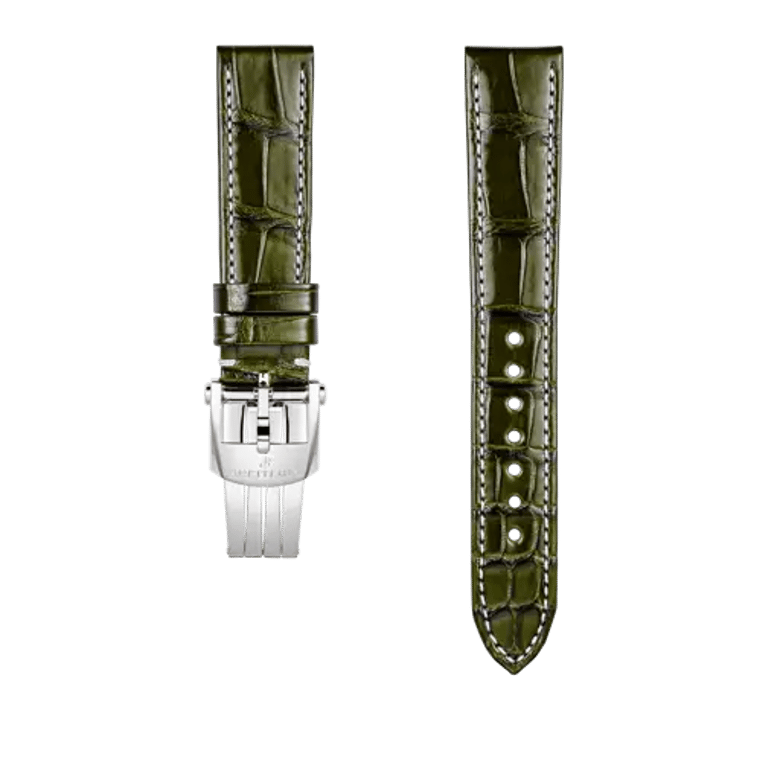 Green alligator leather strap, reference 1070P. Link to product details.