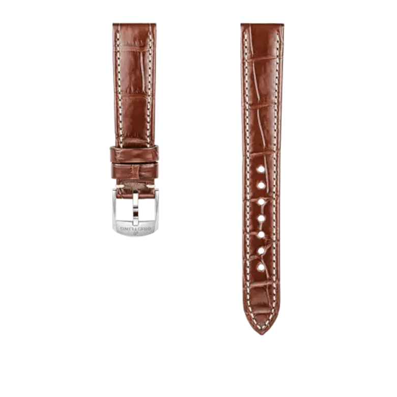 Brown alligator leather strap, reference 1073P. Link to product details.