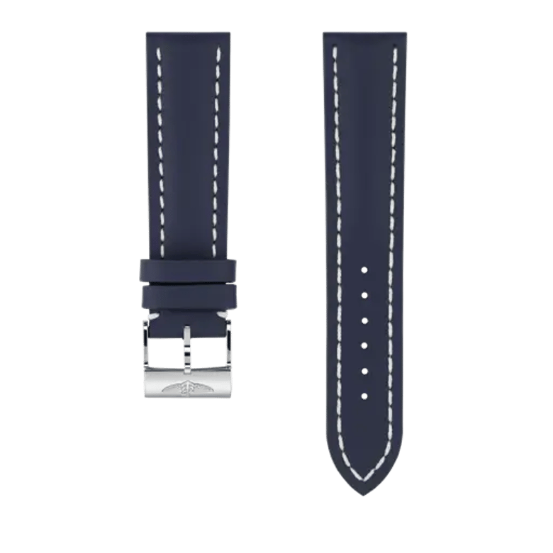Blue calfskin leather strap, reference 105X. Link to product details.
