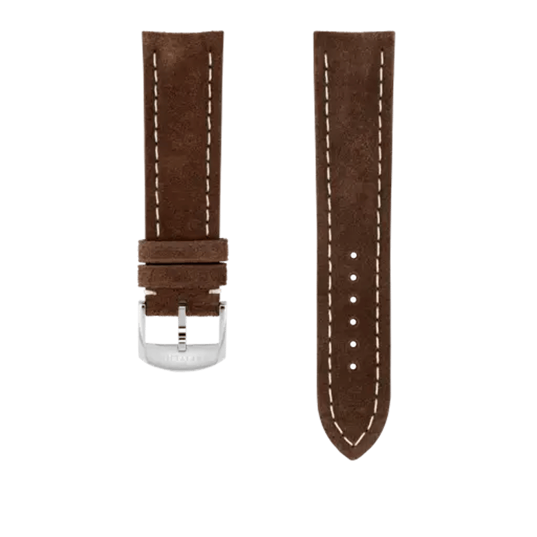 Brown nubuck calfskin leather strap, reference 499X. Link to product details.