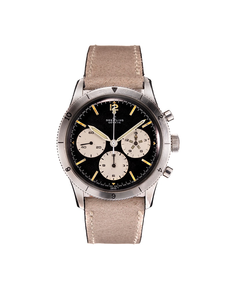 {generated} Breitling Co-Pilot Avi Mk2.1 Raquel Welch Ref.765 CP Venus 178 with black dial and beige strap presented in detail