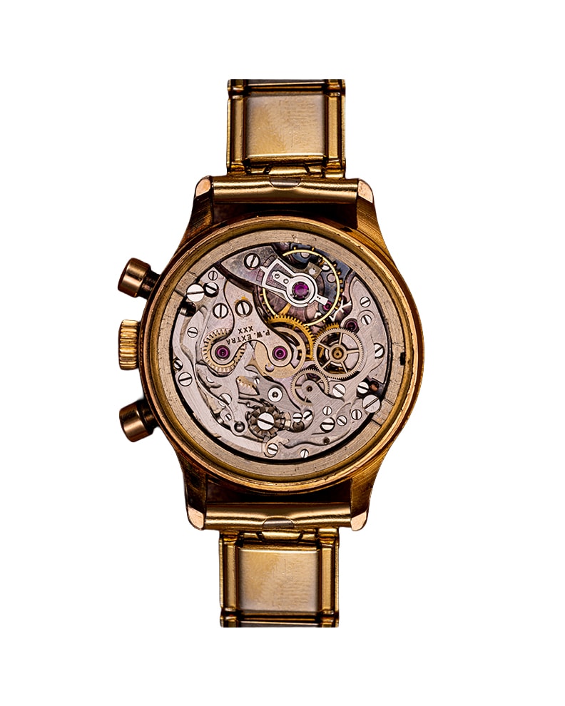 {generated} Vintage Breitling Premier ref.753 Valjoux R69 shown as a gold chronograph watch with a cream dial and linked bracelet