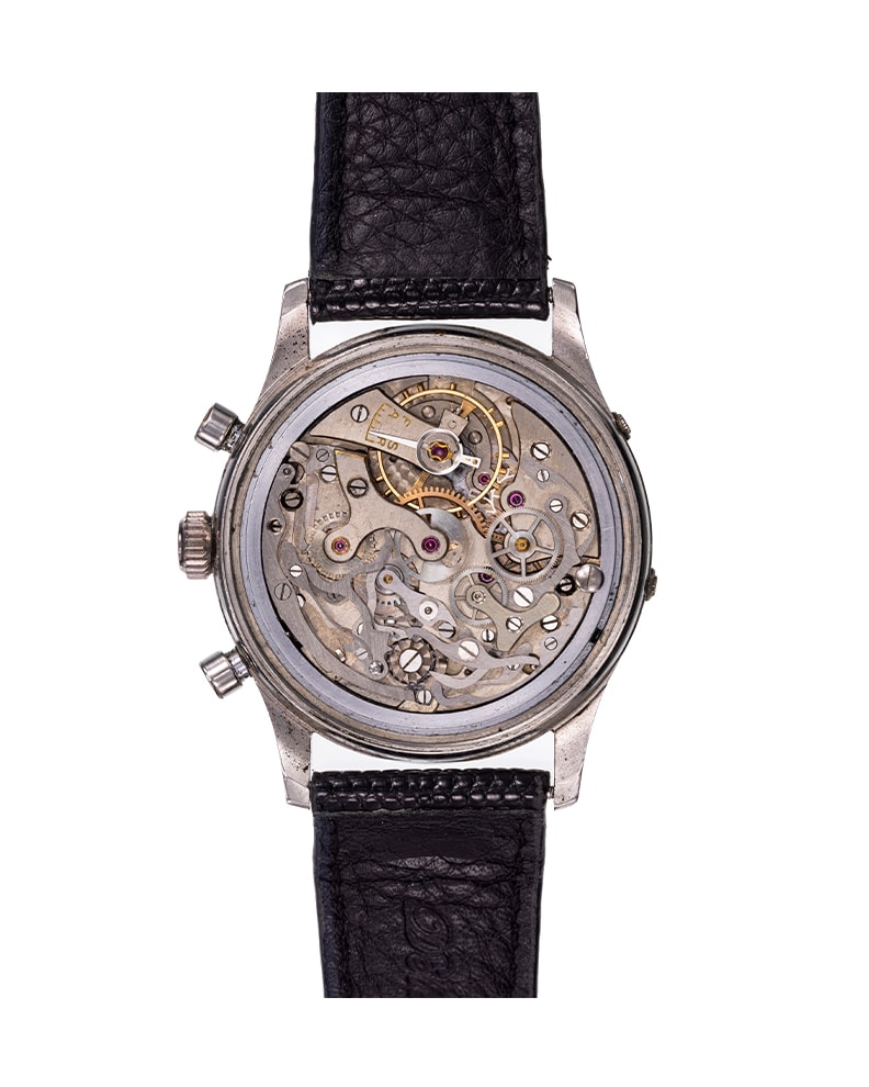 {generated} Breitling Datora ref.804 shown with a cream dial, moonphase display and subdials, set on a black leather strap