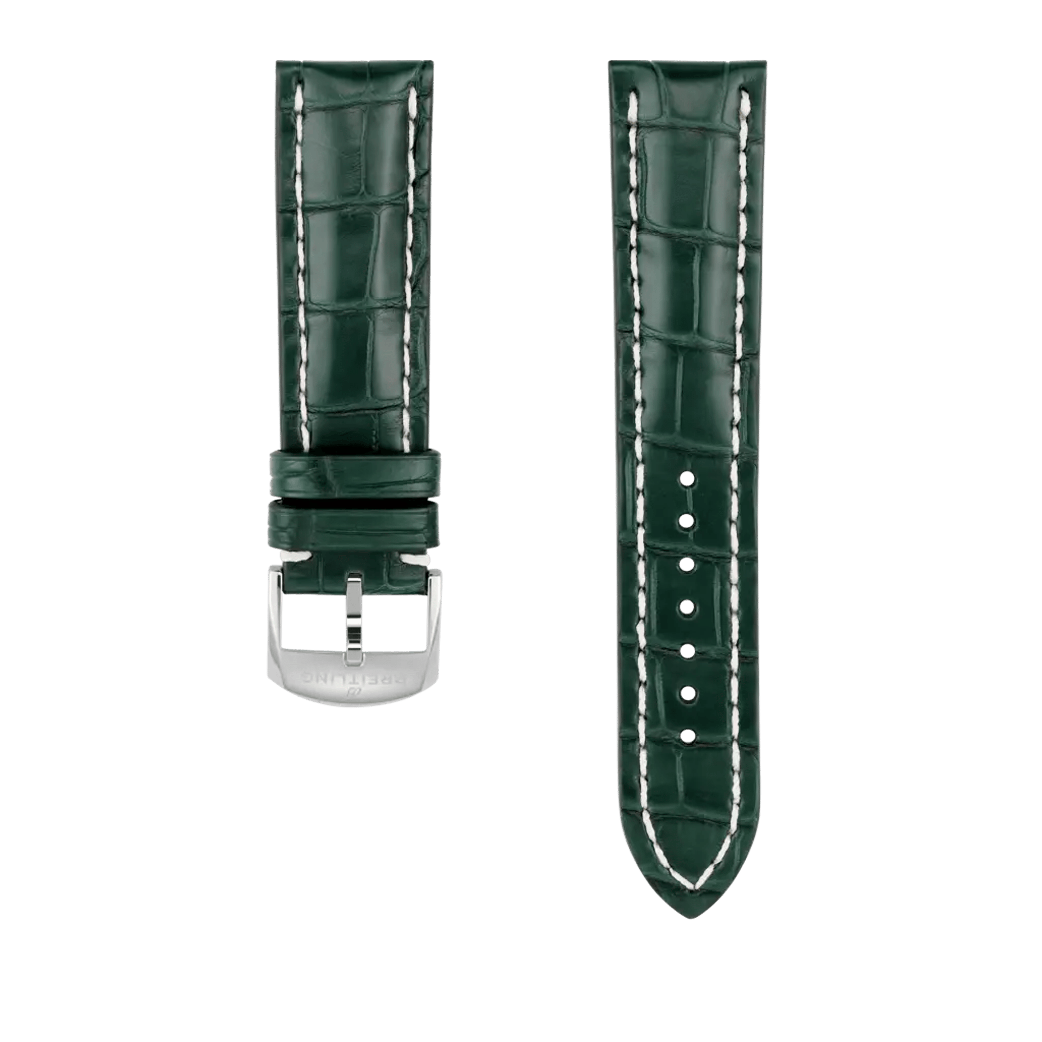 Green alligator leather strap - 1030P - image 1