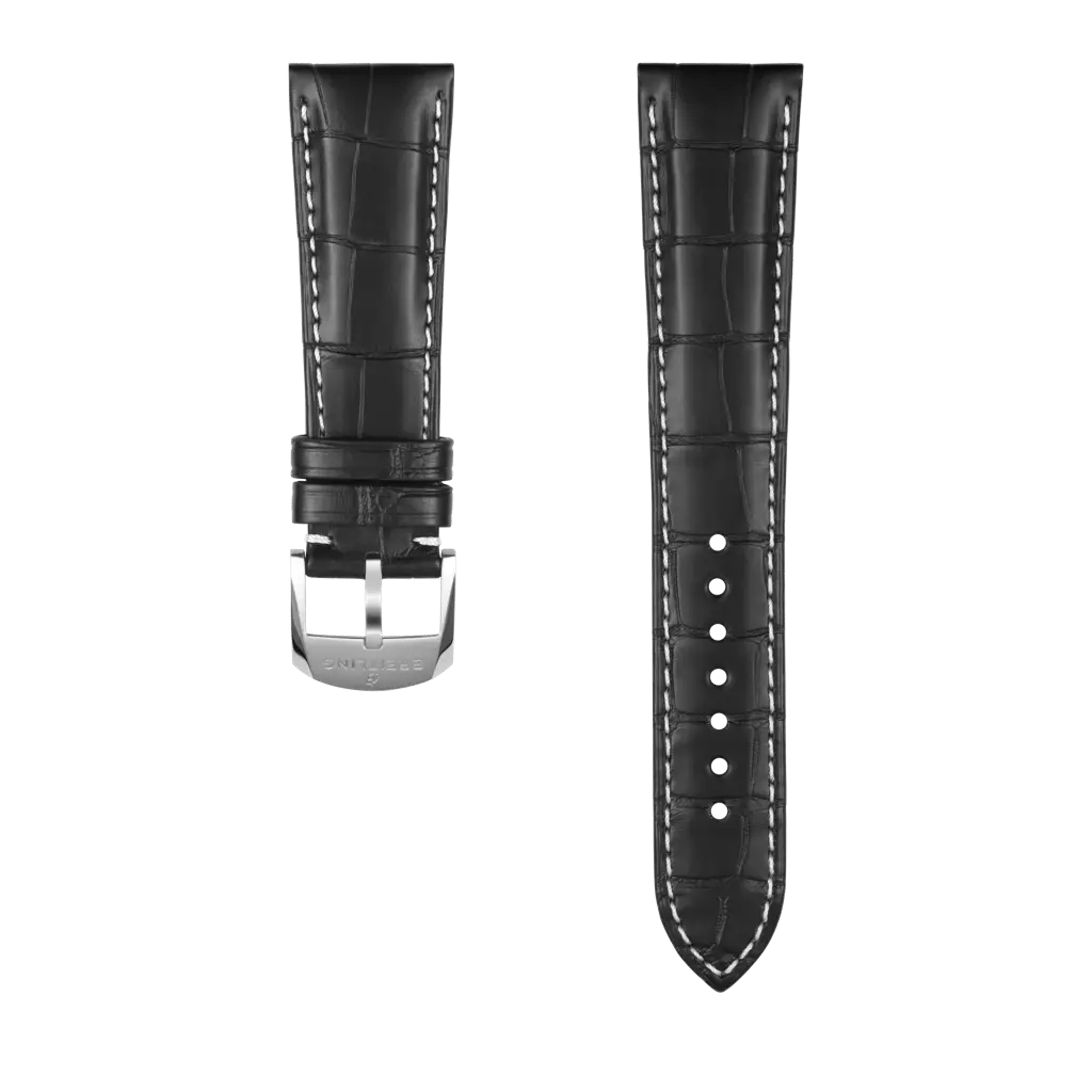 Black alligator leather strap - 1055P - image 1