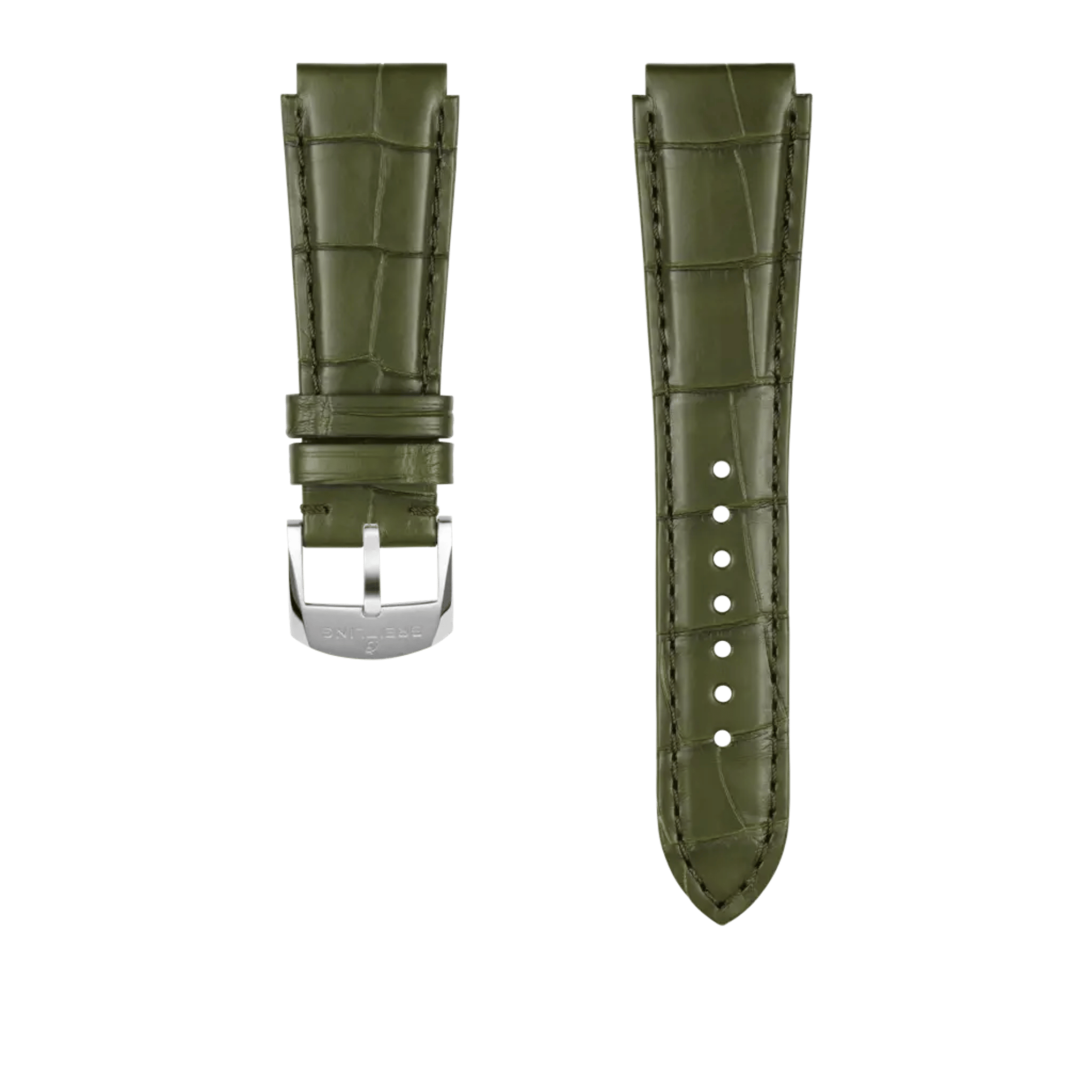 Green alligator leather strap - 1066P - image 1