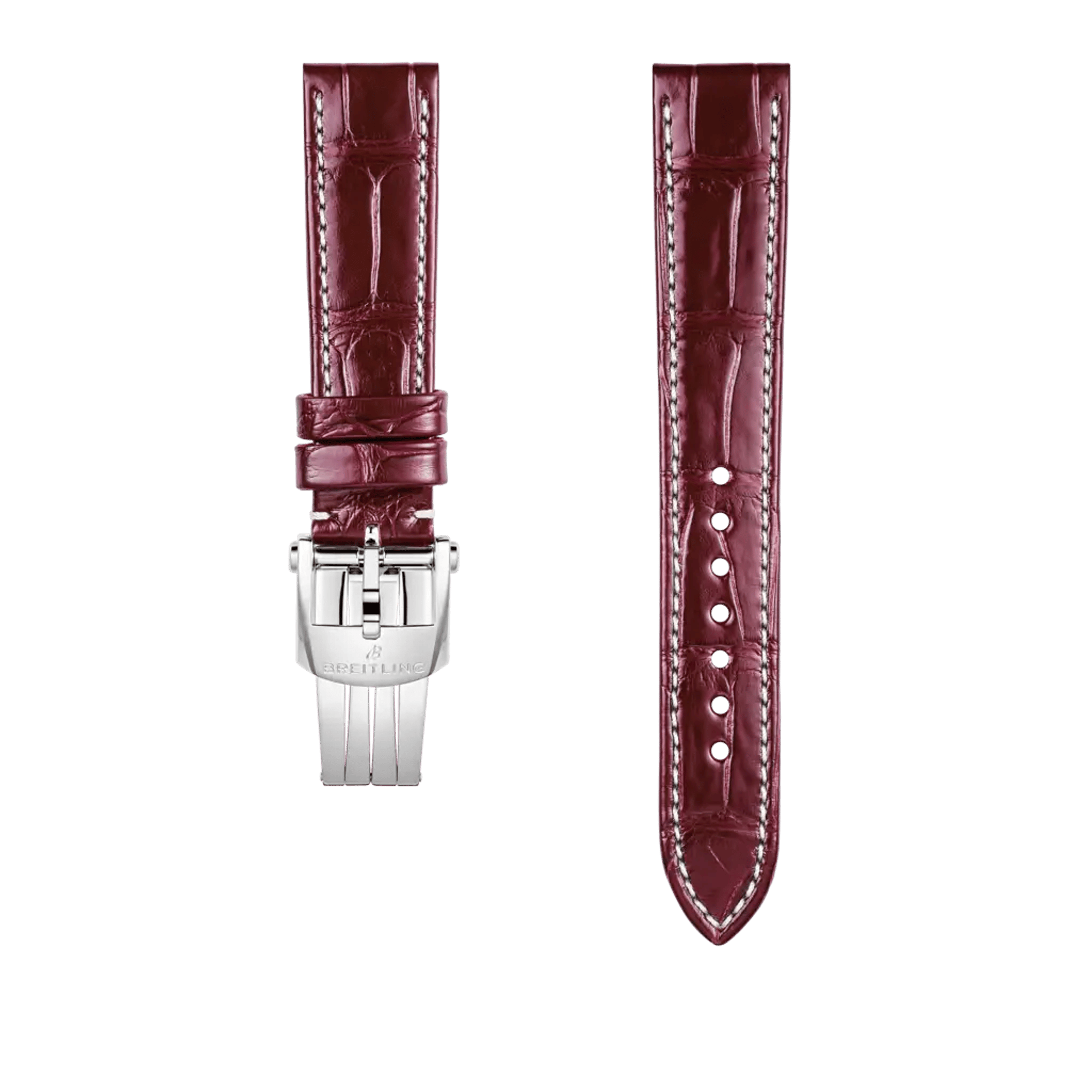 Burgundy alligator leather strap - 1077P - image 1
