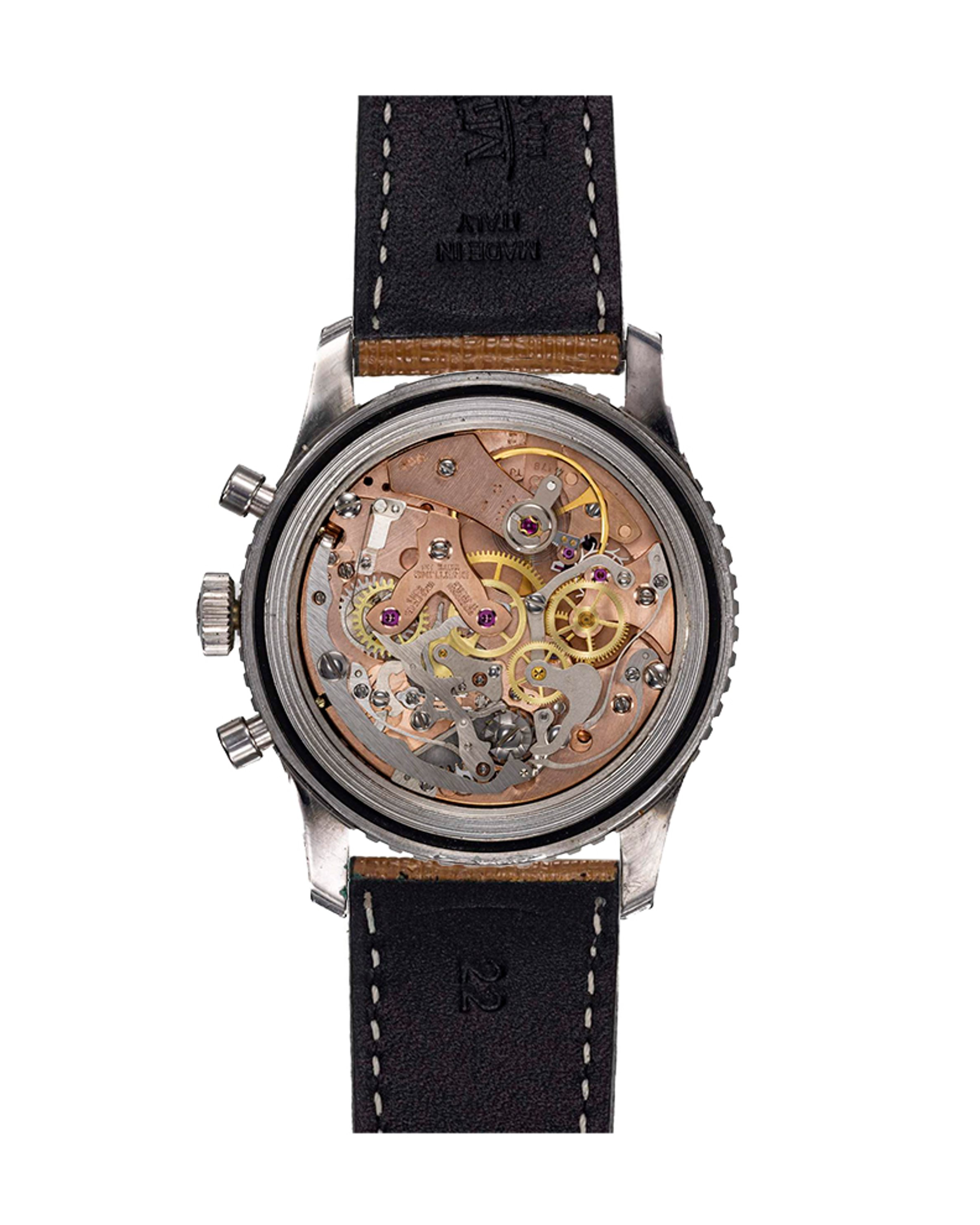 {generated} Breitling Navitimer Mk7 ref.806 Venus 178 with a black dial, tri-compax chronograph layout and brown leather strap