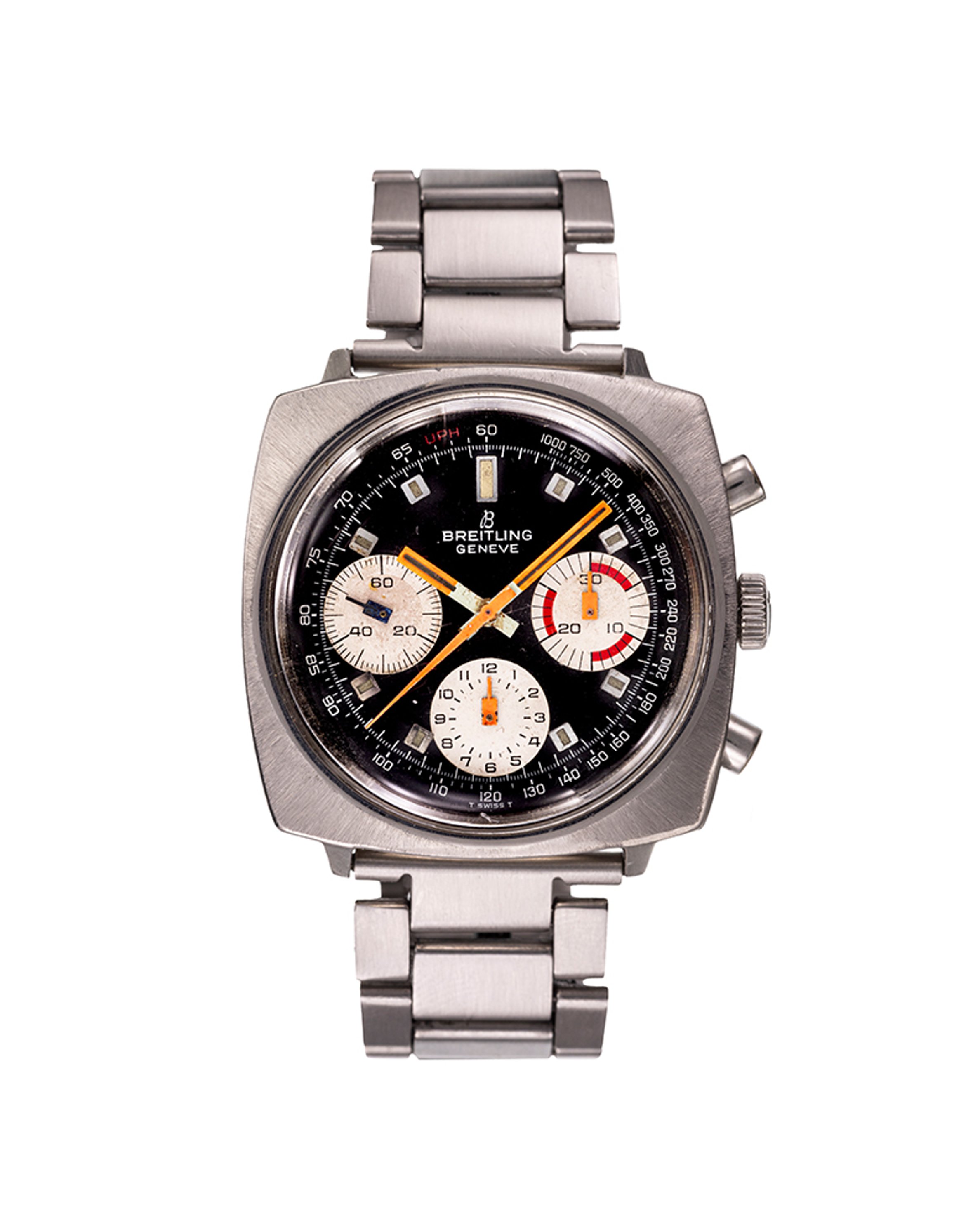 {generated} Breitling Top Time Square ref. 814 Venus 178 配黑色錶盤、醒目小錶盤與鋼錶鏈,呈現經典復古風格