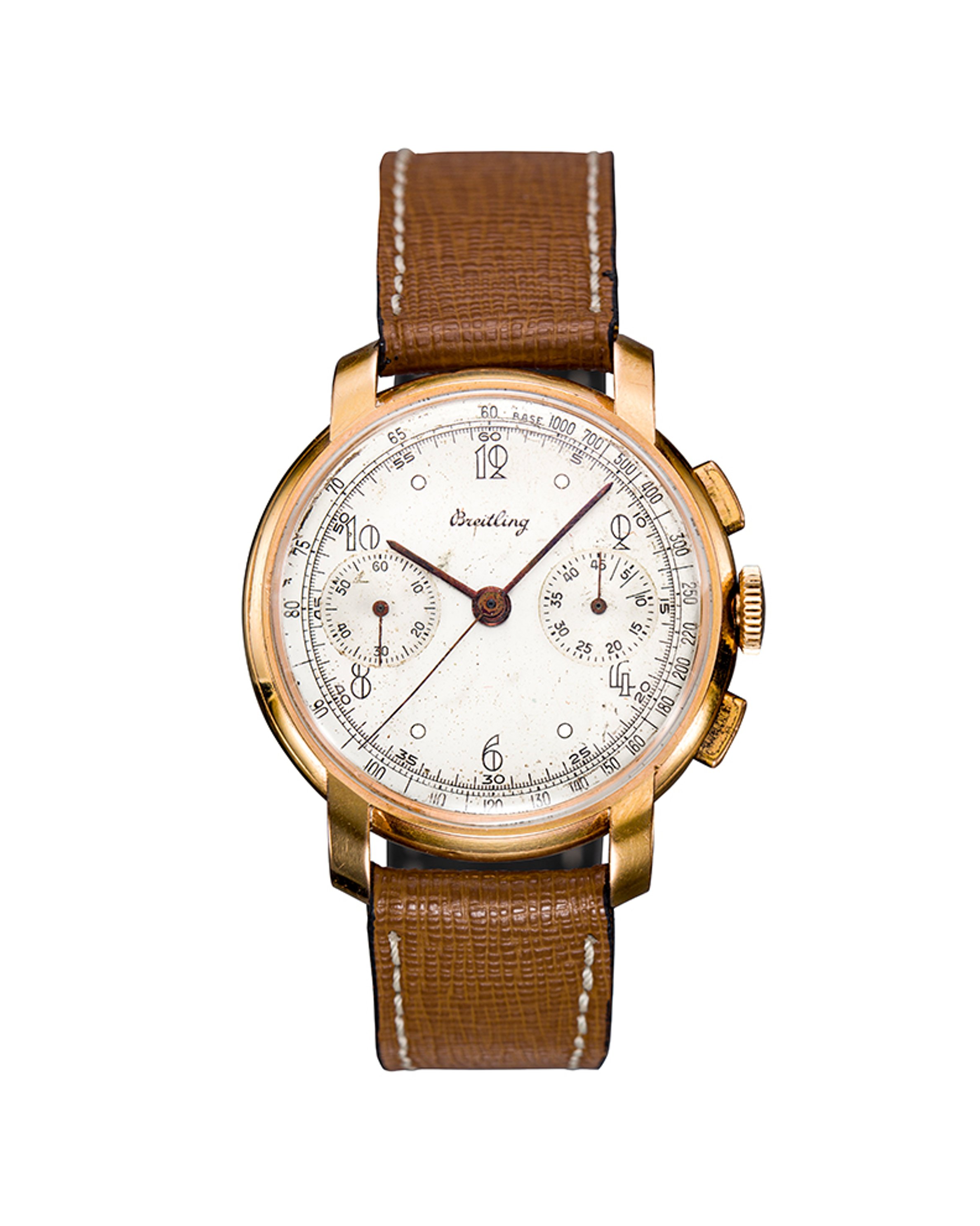 {generated} Vintage Breitling Premier Fantaisies ref.780 Venus 175 with gold case, cream dial and brown leather strap