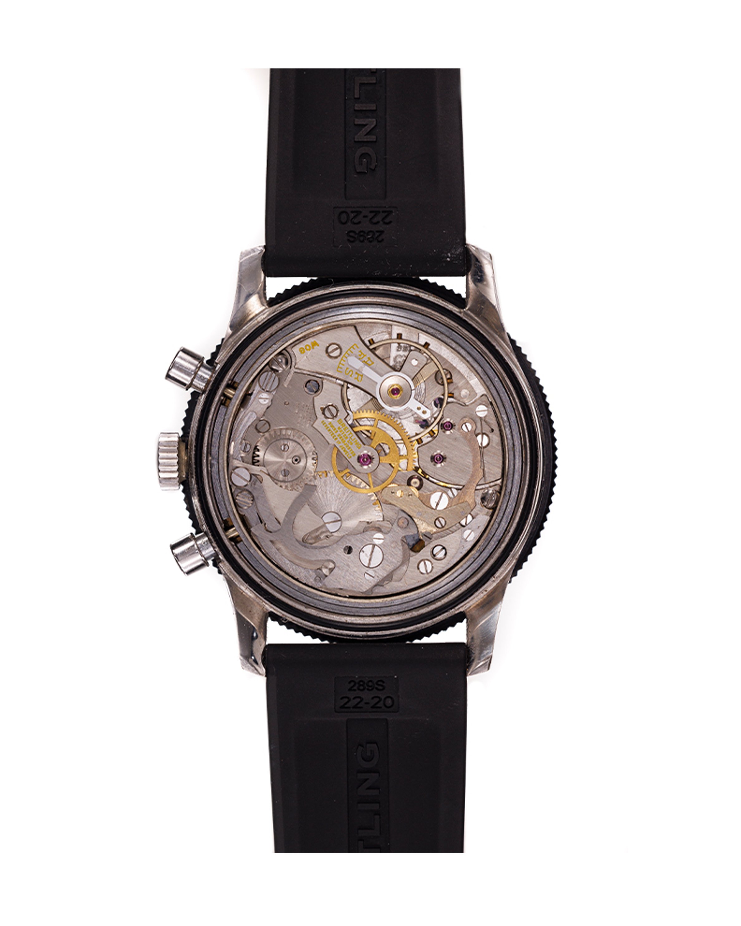 {generated} Breitling SuperOcean Performance Mk1.2 ref 2005 Valjoux 7731 con quadrante nero, lunetta girevole e cinturino nero in gomma.