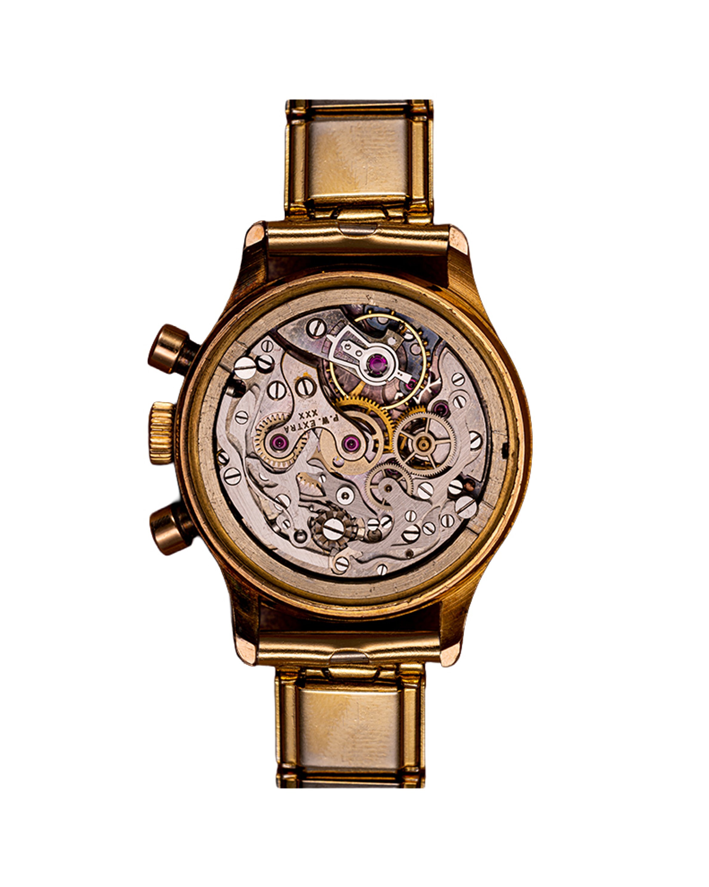 {generated} Vintage Breitling Premier ref.753 Valjoux R69 shown as a gold chronograph watch with a cream dial and linked bracelet