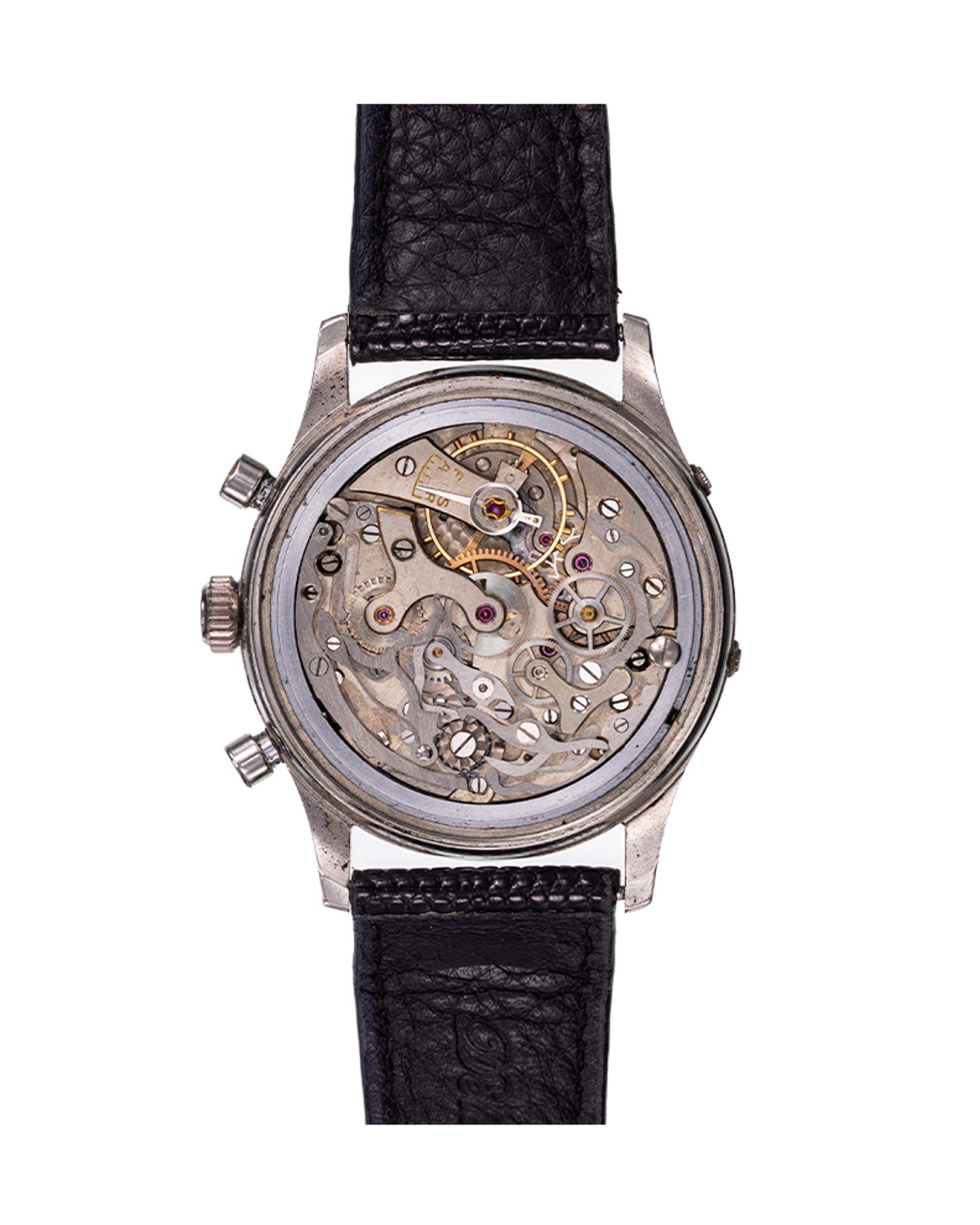 {generated} Breitling Datora ref.804 shown with a cream dial, moonphase display and subdials, set on a black leather strap