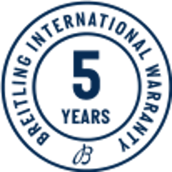 {generated} Circular Breitling emblem displaying a bold 5-year international warranty mark to signify extended brand assurance