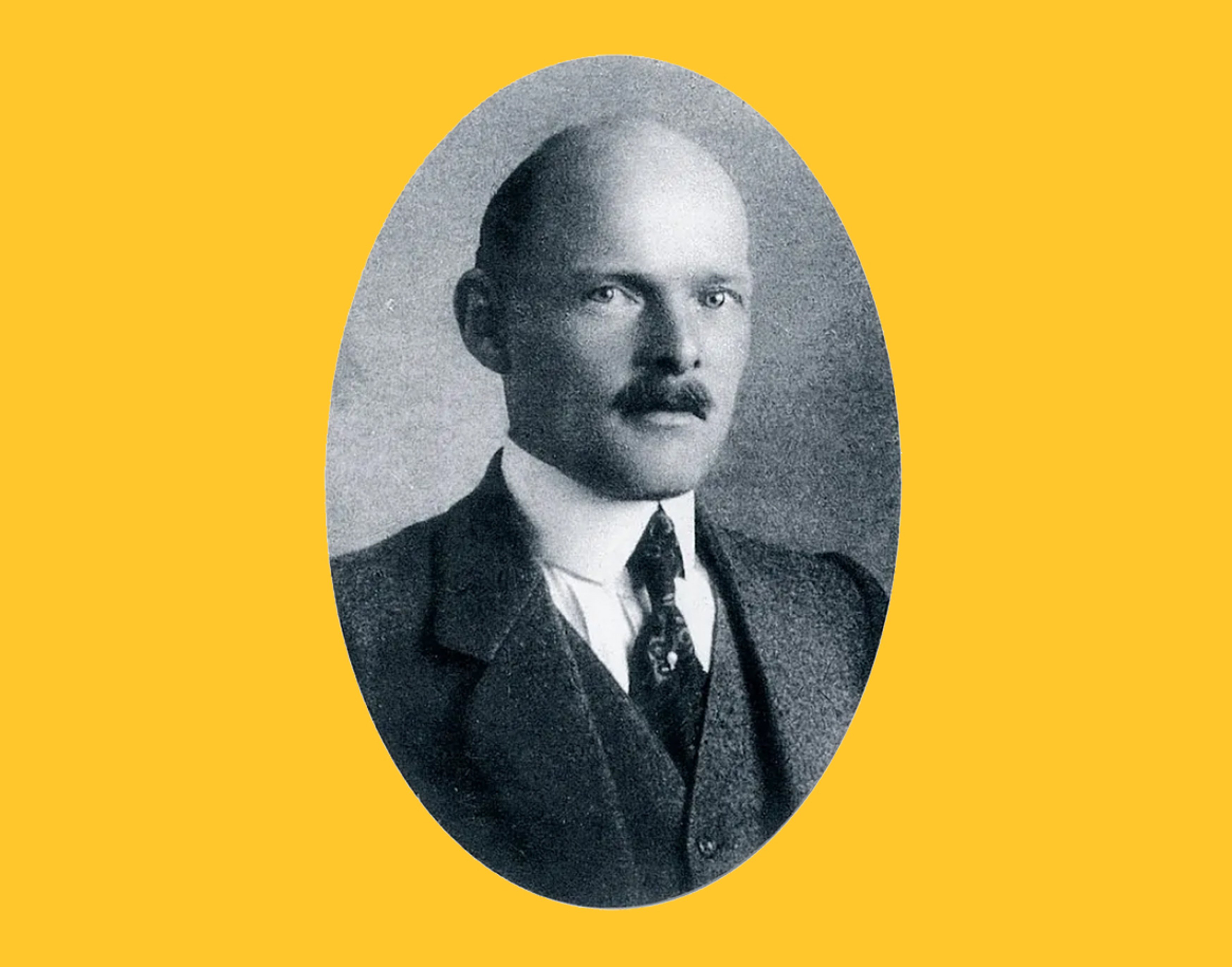 {generated} Vintage oval portrait of a suited figure from 1914, highlighting early heritage within a refined historical setting.