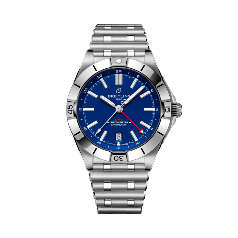 Chronomat Automatic GMT 40 NFL Buffalo Bills Edition, reference A32398B21C1A1. Link to product details.
