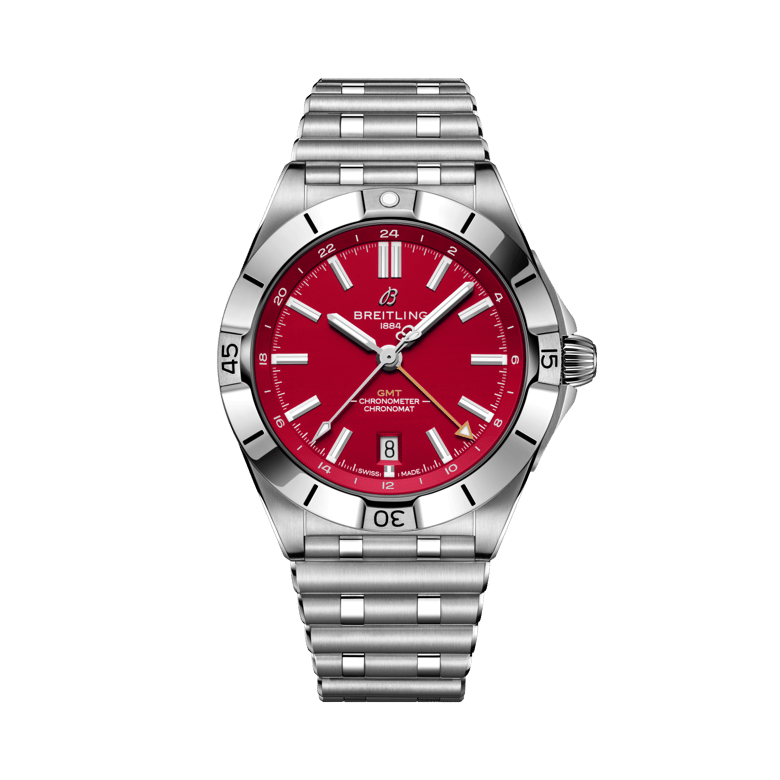 Chronomat Automatic GMT 40 NFL San Francisco 49ers Edition, reference A32398B61K1A1. Link to product details.