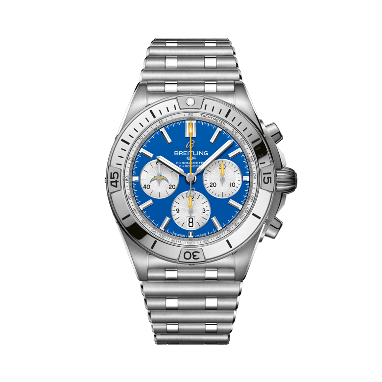 Chronomat B01 42 NFL Los Angeles Chargers Edition, référence AB01342B1C8A1. Lien vers les détails du produit.