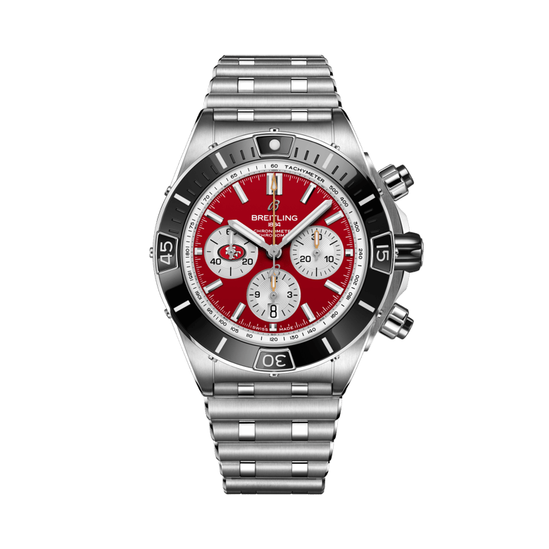 Super Chronomat B01 Chronograph 44 NFL San Francisco 49ers, reference AB01361C1K1A1. Link to product details.