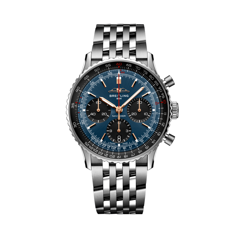 Navitimer B01 Chronograph 41 Singapore Airlines, reference AB01392A1C1A1. Link to product details.