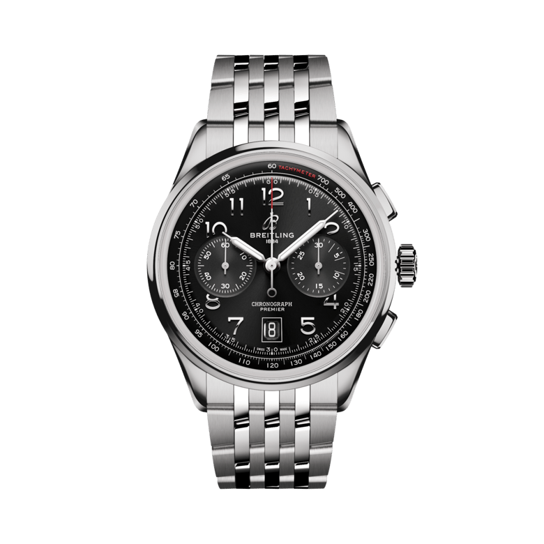 Premier B01 Chronograph 42, reference AB0145221B1A1. Link to product details.