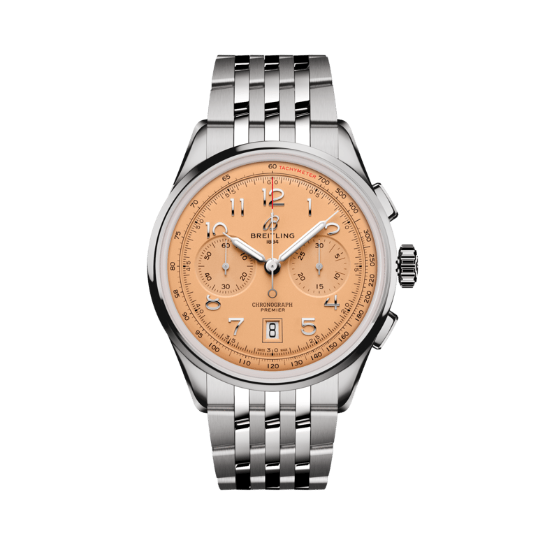 Premier B01 Chronograph 42, reference AB0145331K1A1. Link to product details.