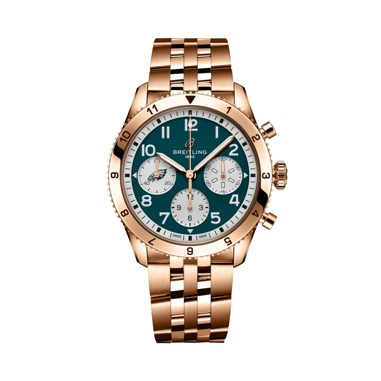 Classic AVI Chronograph 42 Super Bowl LIX Philadelphia Eagles Limited Edition, reference R233802A1L1R1. Link to product details.