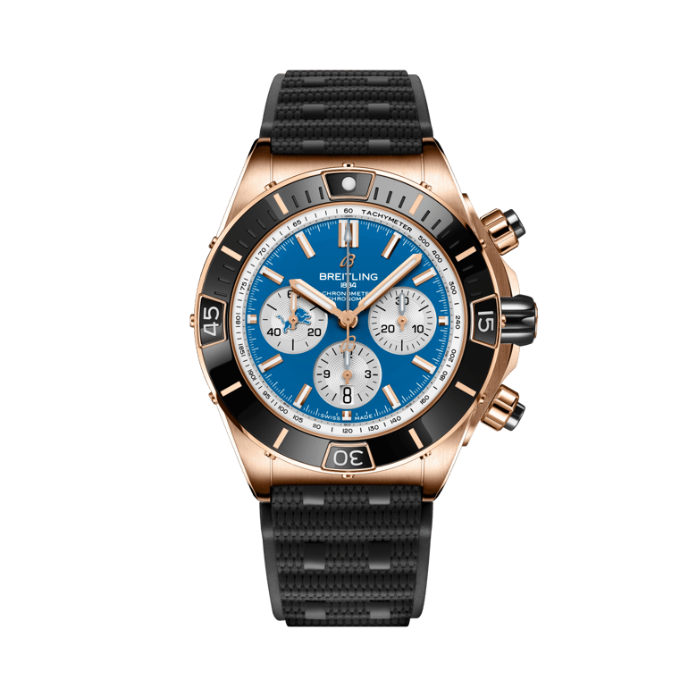 Super Chronomat B01 Chronograph 44 NFL Detroit Lions Edition, reference RB01366A1C2S1. Link to product details.