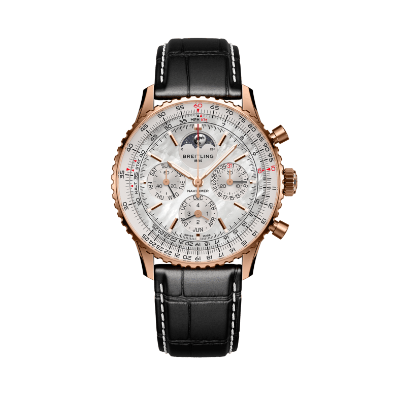 ナビタイマー B19 クロノグラフ 43 パーペチュアルカレンダー ジャパン リミテッド、リファレンス RB19201A1A1P1。 商品詳細ページへのリンク。