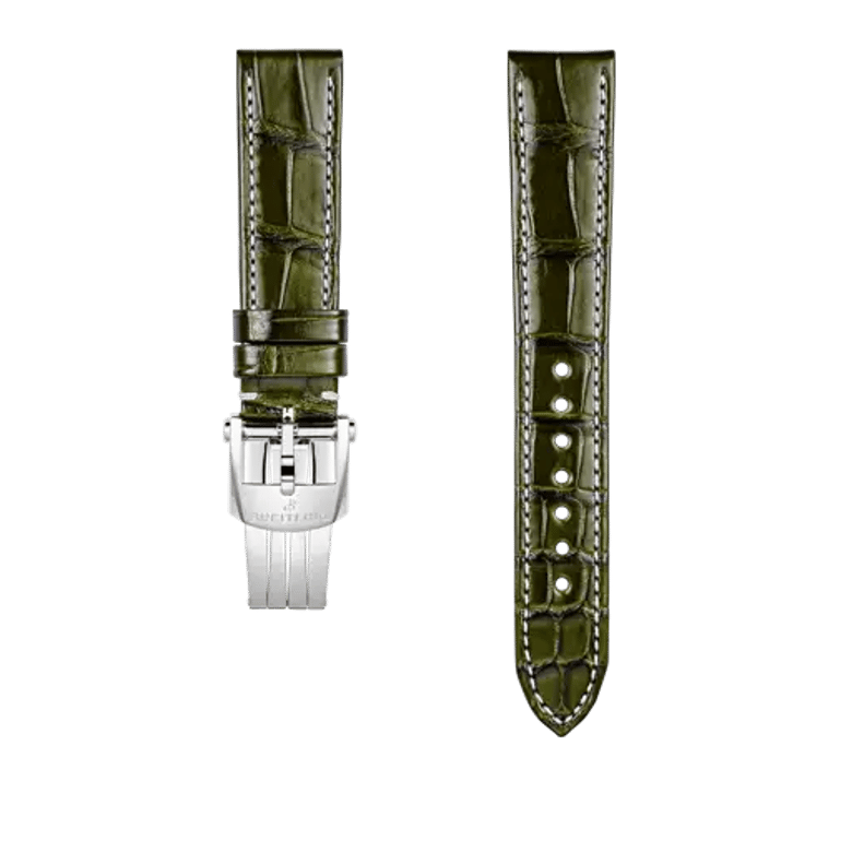 Green alligator leather strap, reference 1070P. Link to product details.