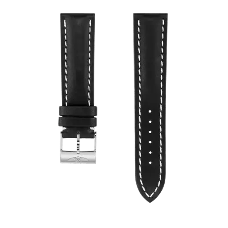 Black novo nappa calfskin leather strap, reference 435X. Link to product details.