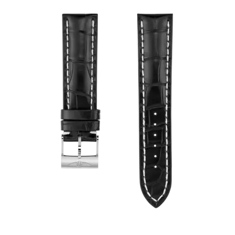 Black alligator leather strap, reference 743P. Link to product details.