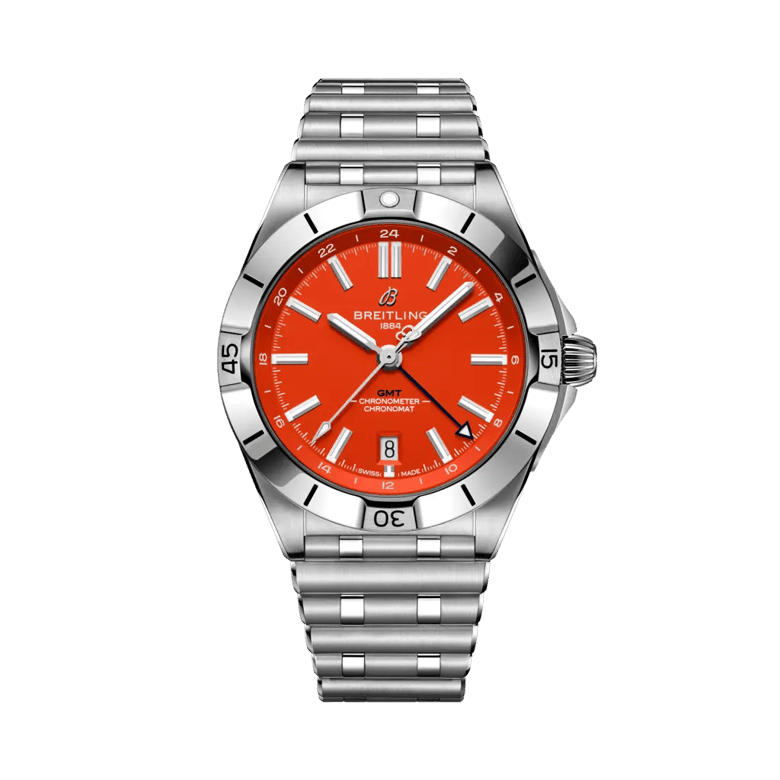 Chronomat Automatic GMT 40 NFL Denver Broncos Edition, reference A32398C81O1A1. Link to product details.