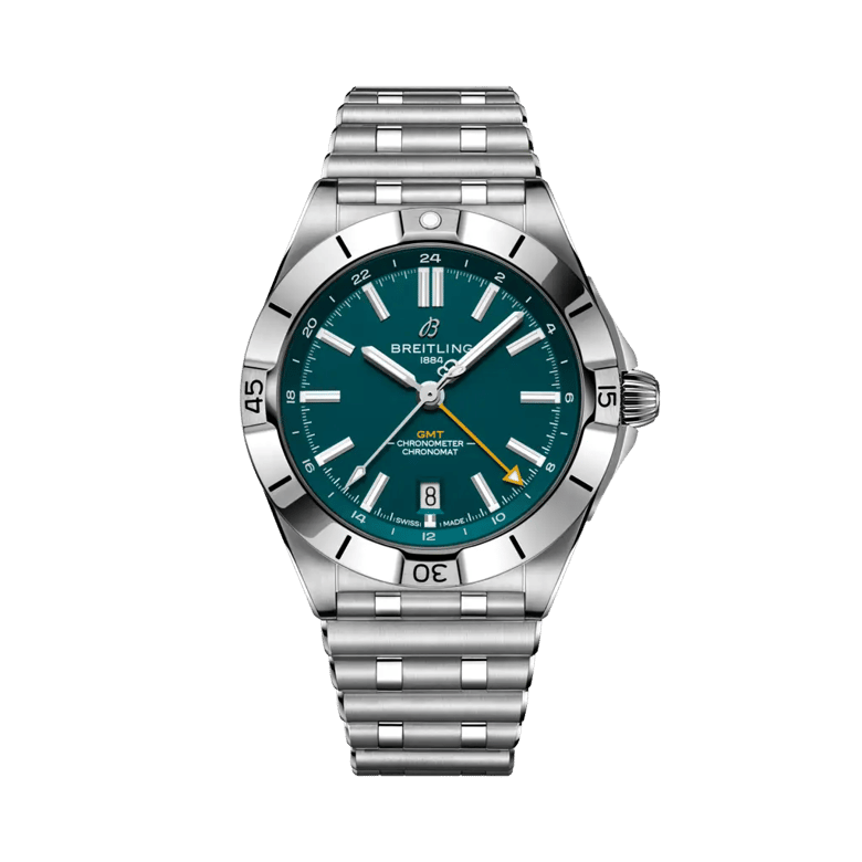 Chronomat Automatic GMT 40 NFL Jacksonville Jaguars Edition, reference A32398D21C1A1. Link to product details.